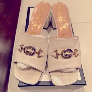 100% authentic Gucci sandal leather Malaga kid Dusty White Size 39 1/2